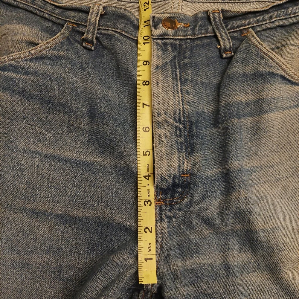 Rustler Medium Acid Wash Denim Mid Rise Straight Leg Jeans Workwear Size 36x30